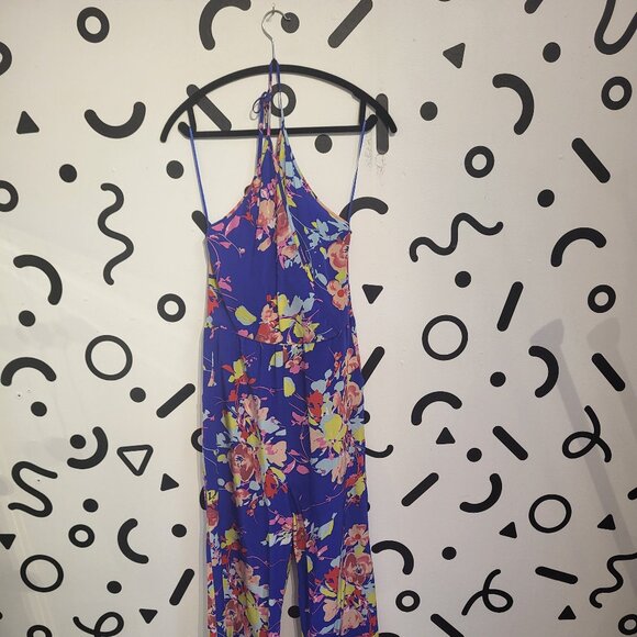 NWT Yumi Kim Floral Halter Wide Leg Jumpsuit in Royal Blue, Size - Picture 3 of 9